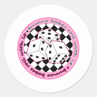 Bunco Babes Roll With It - Pink Classic Round Sticker