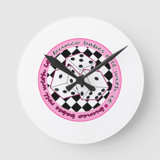 Bunco Babes Roll With It - Pink Round Clock