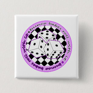 Bunco Babes Roll With It - Purple 2 Inch Square Button