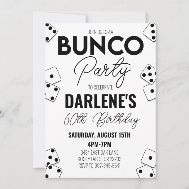 Bunco Birthday Invitation Modern Simple  (Front)