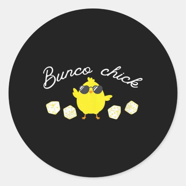 Bunco Chick Easter Spring Bunco Dice  Classic Round Sticker (Front)