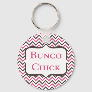 Bunco Chick With Chevron Design Keychain