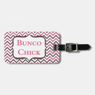 Bunco Chick With Chevron Design Luggage Tag