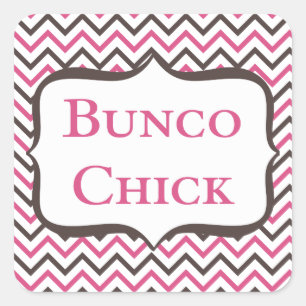 Bunco Chick With Chevron Design Square Sticker