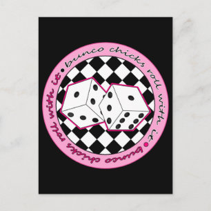 Bunco Chicks Roll With It - Pink Postcard