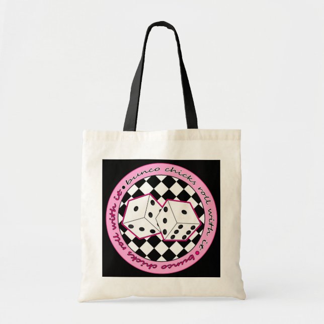 Bunco Chicks Roll With It - Pink Tote Bag (Front)