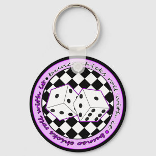 Bunco Chicks Roll With It - Purple Keychain