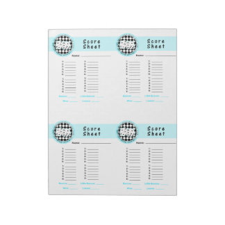 Bunco Chicks Roll with it Score Card Blue - 160 Notepad