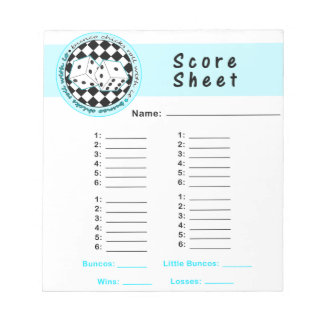 Bunco Chicks Roll with it Score Card - Blue Notepad