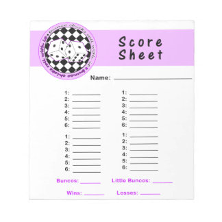 Bunco Chicks Roll with it Score Card - Purple Notepad