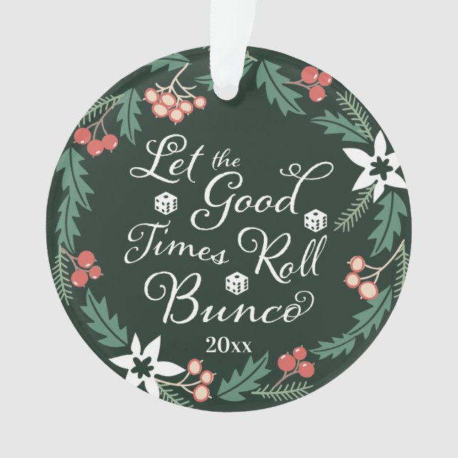 Bunco Christmas Holiday Floral Ornament (Front)