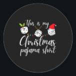 Bunco Christmas Pajama Dice Game Night  Classic Round Sticker<br><div class="desc">Bunco Christmas Pajama Dice Game Night</div>