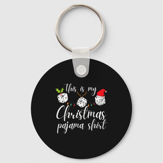 Bunco Christmas Pajama Dice Game Night  Keychain (Front)