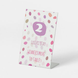 Bunco Cute Dots Abstract Game Table Two Card Pedestal Sign