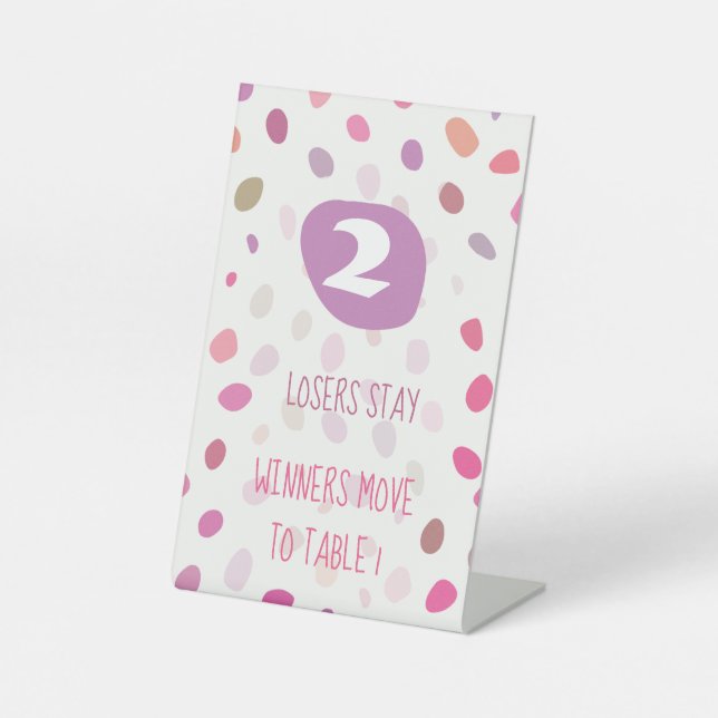 Bunco Cute Dots Abstract Game Table Two Card Pedestal Sign (Front)