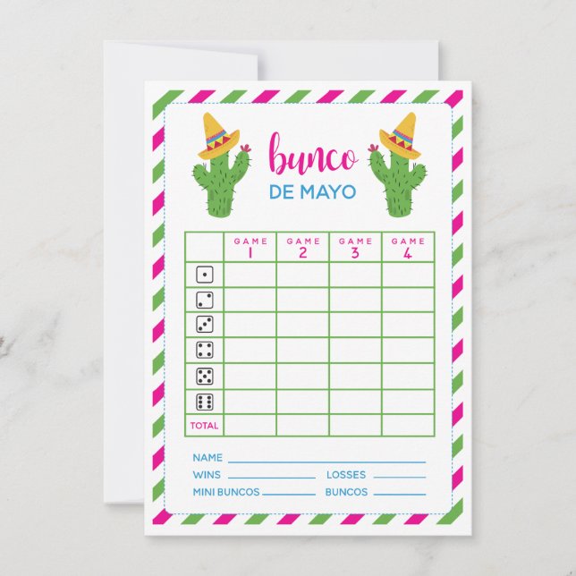 Bunco De Mayo May Cinco De Mayo Bunco Card (Front)