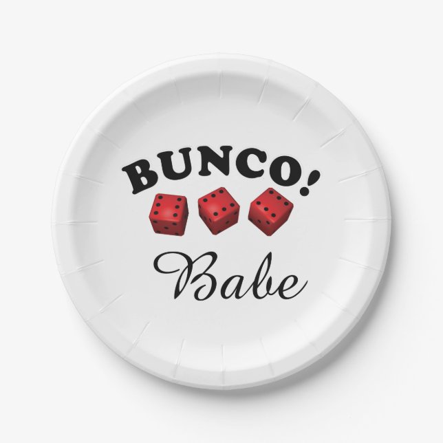 Bunco Dice and Babe Paper Plate (Front)