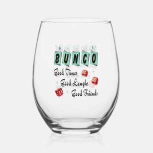 Bunco Dice Friend Stemless Wine Glass