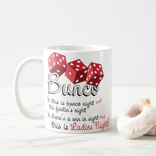 Bunco Dice Game Coffee Mug (With Donut)