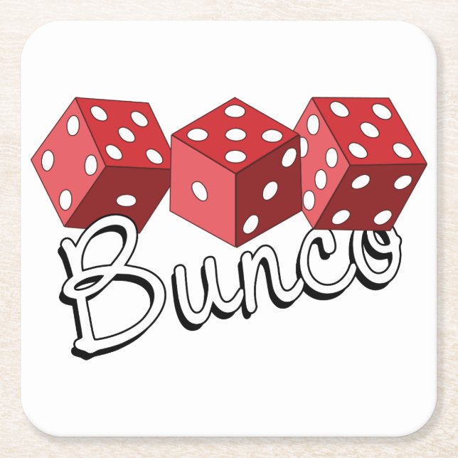 Bunco Dice Game Square Paper Coaster (Front)