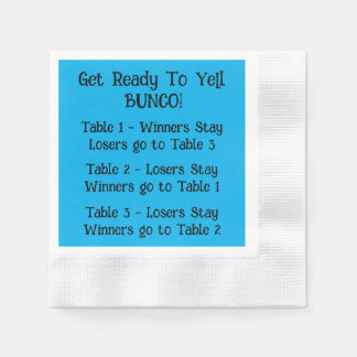 Bunco Directions Napkin in Blue