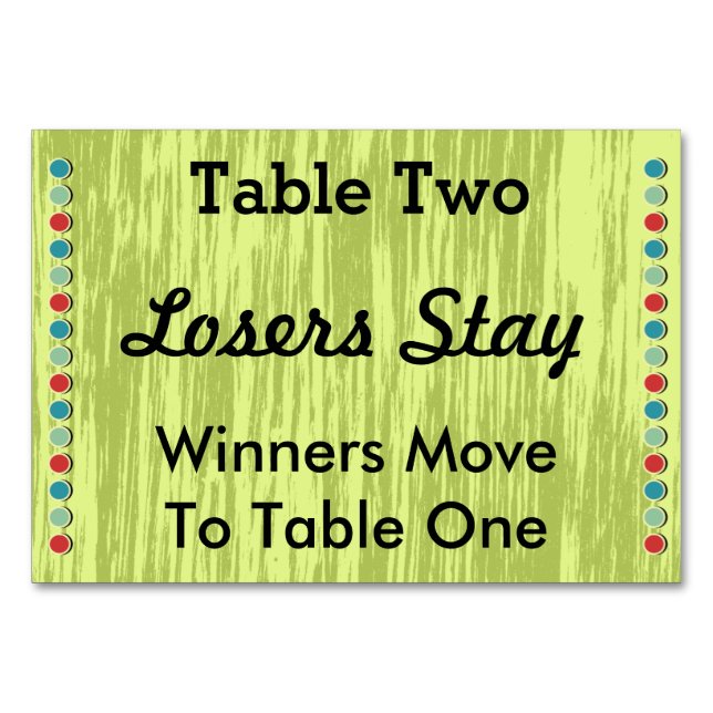 Bunco Dots Table Number Card #2 (Front)