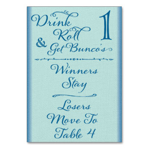 Bunco Funny Drink & Roll  Table Card #1 of 4