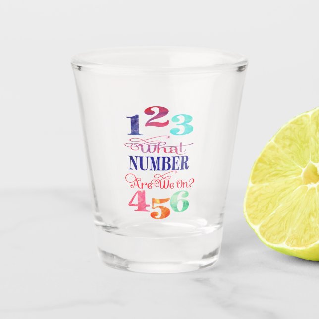 Bunco Funny What Number Are We On? Shot Glass (Front)