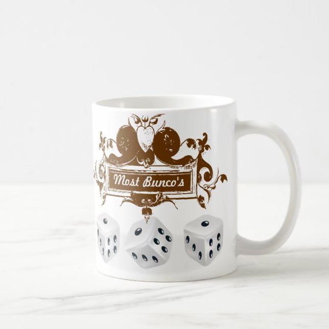 bunco game design coffee mug (Right)