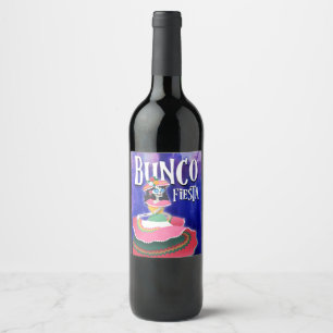 Bunco Game Night Fun Day of The Dead Fiesta Party Wine Label