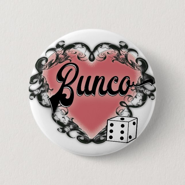 bunco girls night out heart tattoo button (Front)