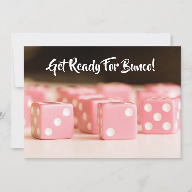 Bunco Girls Night Out Pink Dice Invitation (Front)
