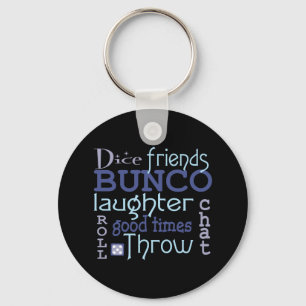 Bunco Good Times Dice Friends Modern Blue & Purple Keychain