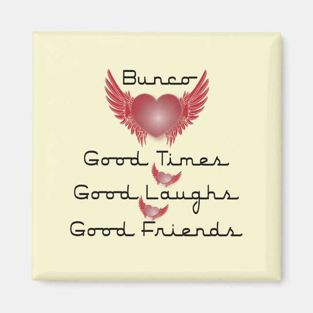 bunco good times with heart and wings magnet (Front)