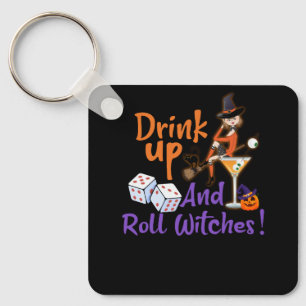 Bunco Halloween Drink Up and Roll Witches Dice Gam Keychain