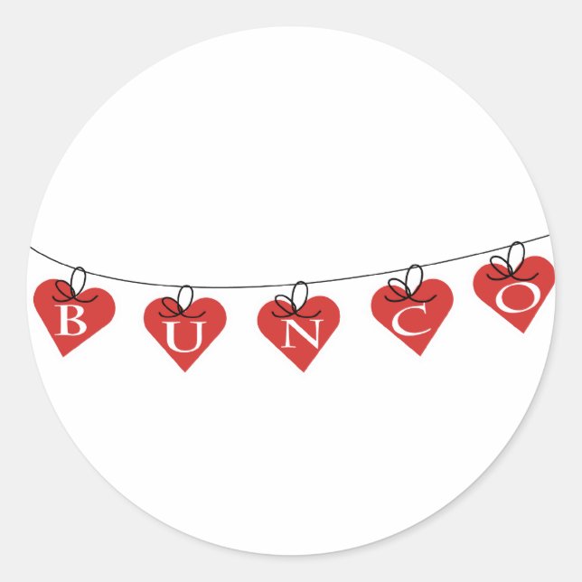 Bunco Heart Banner Classic Round Sticker (Front)