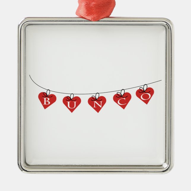 Bunco Heart Banner Metal Ornament (Front)