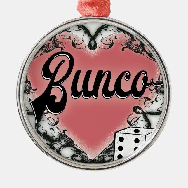 bunco heart tattoo metal ornament (Front)
