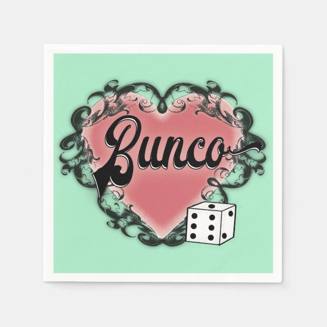 bunco heart tattoo napkin (Front)
