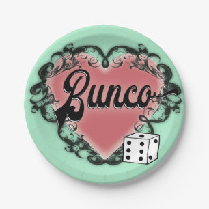 bunco heart tattoo paper plate