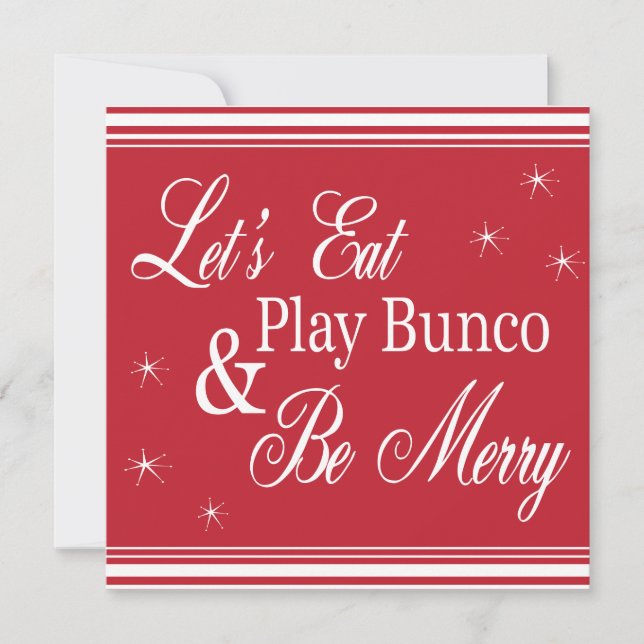 Bunco Invitation - Mangeons, Jouons à Bunco et soy (Devant)