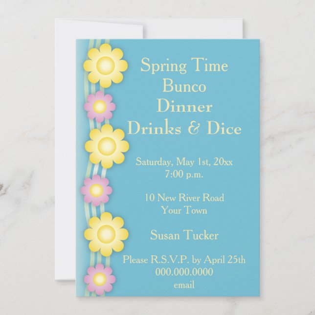 Bunco Invite Colourful flowers (Front)