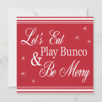 Bunco Invite - Let's Eat, Play Bunco and Be Merry