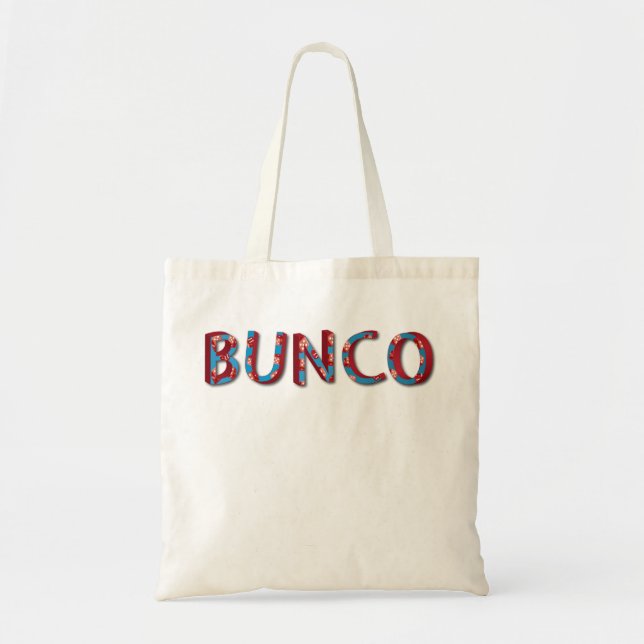 Bunco letters with bunco dice tote bag (Front)