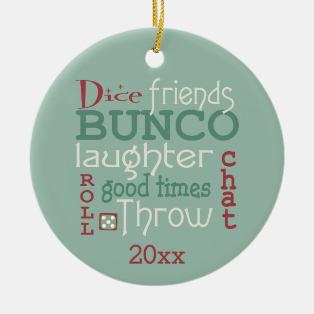 Bunco Merry Christmas Friends Ceramic Ornament (Front)