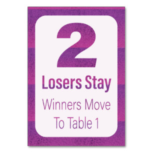 Bunco Modern Purple Stripe Table Two Table Number
