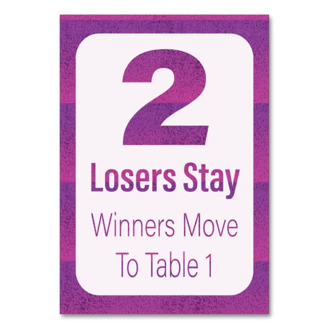 Bunco Modern Purple Stripe Table Two Table Number (Back)