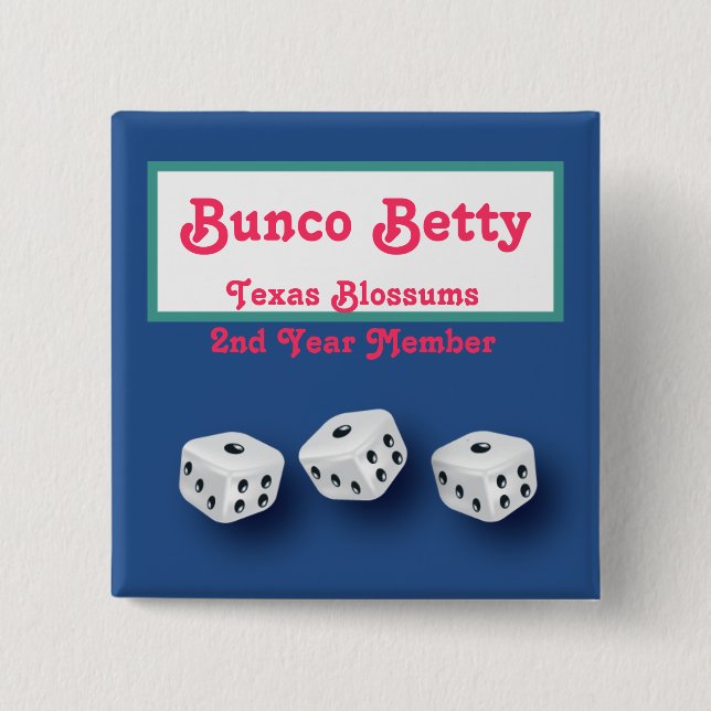 Bunco Name Tag 2 Inch Square Button (Front)