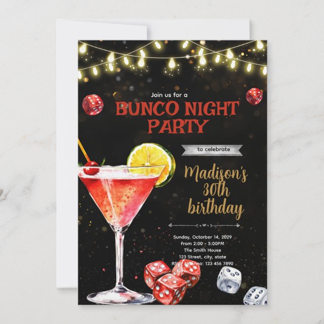 Bunco night Party Invitation (Front)