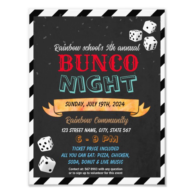 Bunco Night template Photo Print (Front)